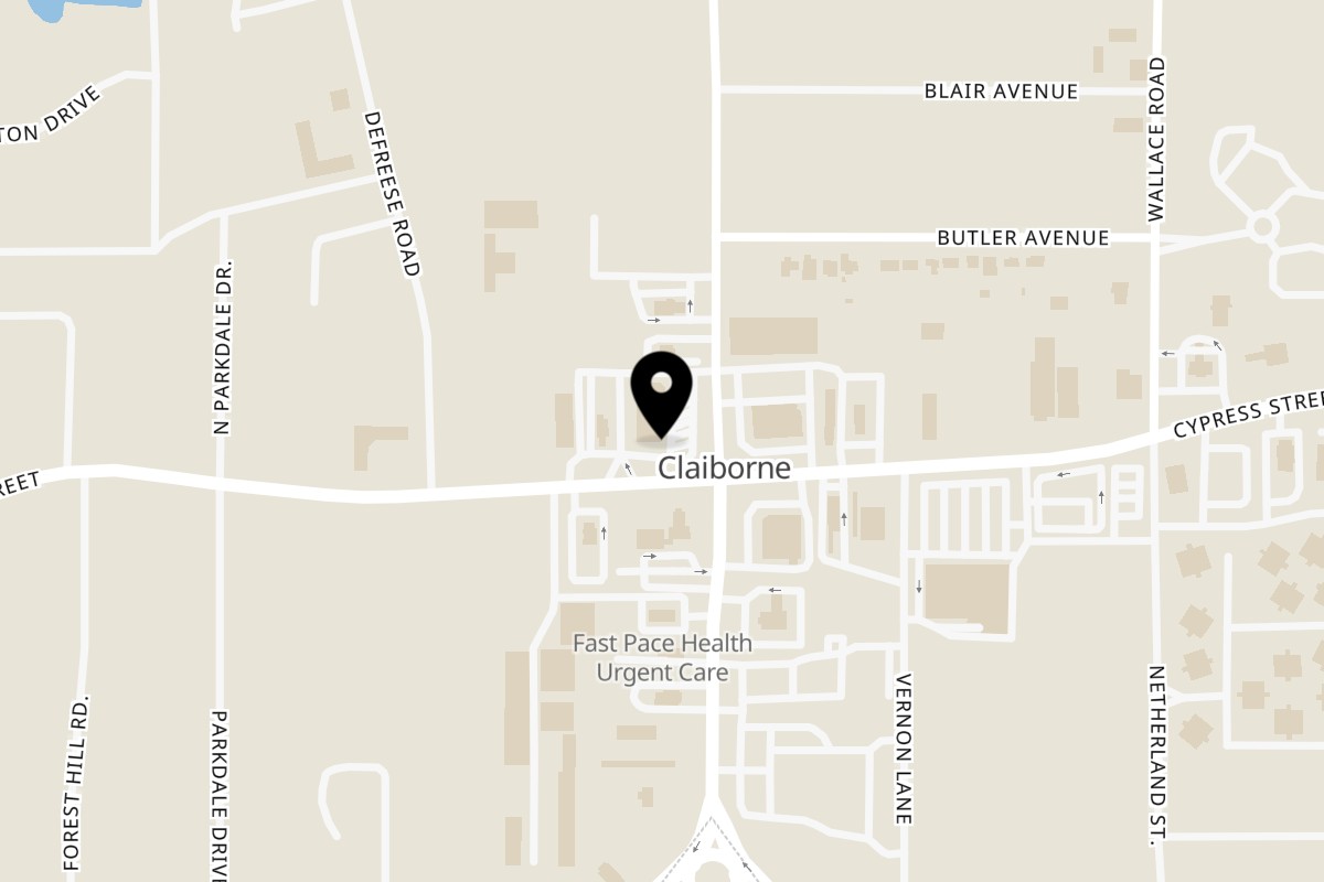 Map showing the location of Blue Iguana West Monroe on 5404 Cypress Street in West Monroe