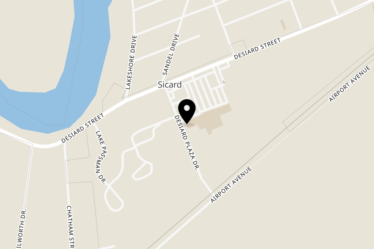 Map showing the location of Blue Iguana Wing Spot Monroe on 7904 Desiard Street in Monroe